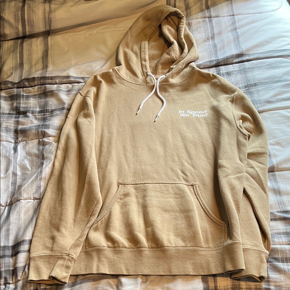 Men's Beige Hoodie with Embroidered Detail